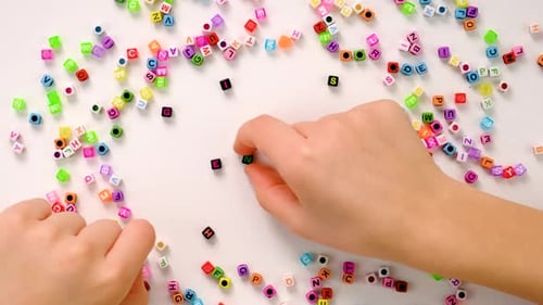 Child Cubes and the Word English Selective Focus