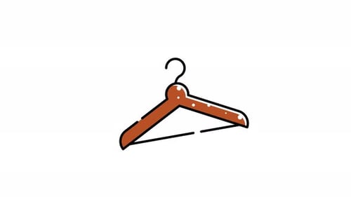 Brown wooden clothes hanger icon animation video