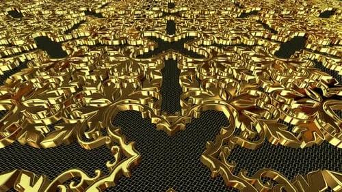 Luxurious Golden Ornate Pattern Abstract Loop Background