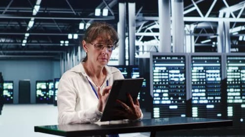 Siège social de haute technologie avec serveurs IA