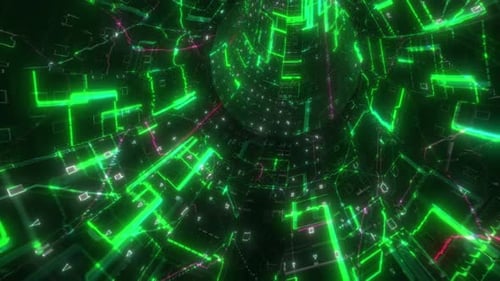 Loop Futuristic Green Tunnel