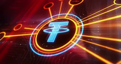Digitales 3D-Konzept für Tether USDT-Stablecoin-Kryptowährungssymbol