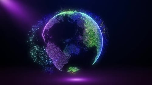 Futuristic Digital Particle Earth Globe Rotation