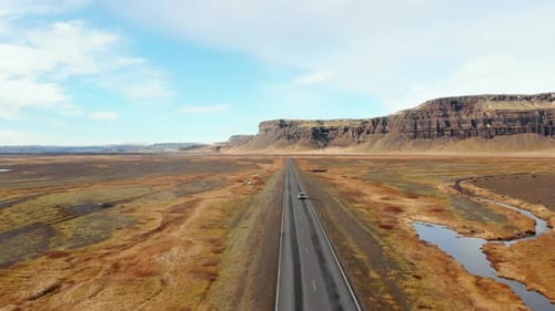 Aerial Fly Over Ring Road With Driving Vehicle (Editorial)
