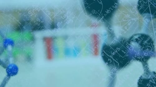 Animation of mathematical and scientific formulae over chemistry laboratory