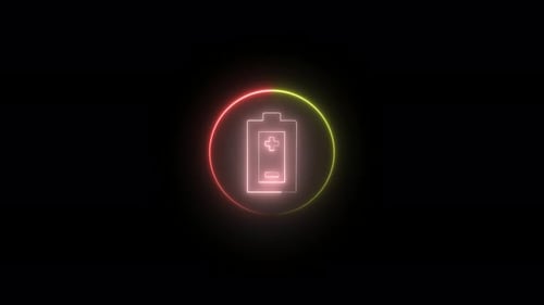 Neon Battery Icon Charging Animation Loop