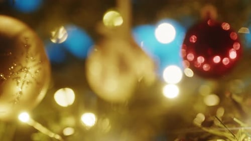 Christmas Balls Hanging on the Tree