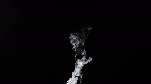 Abstract Smoke Plume Rising Up on Black Background