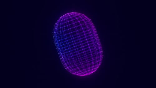 Futuristic Neon Wireframe Sphere Rotating Loop