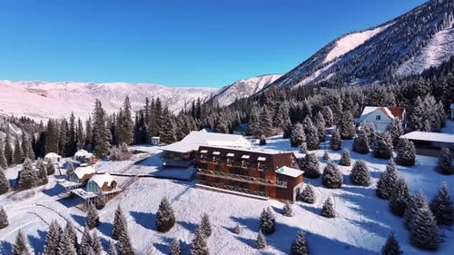 Snowy Mountain Hotel Resort in Winter Wonderland