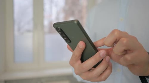 Browsing Internet on Smartphone, Close up