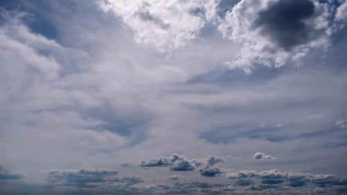 Timelapse of Cumulus Clouds Moves In The Blue Sky