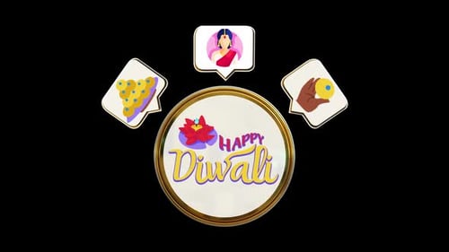 Happy Diwali Circle Icon Loop Animation