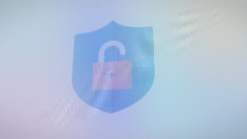 Flat Design Security Shield Lock and Unlock Animation