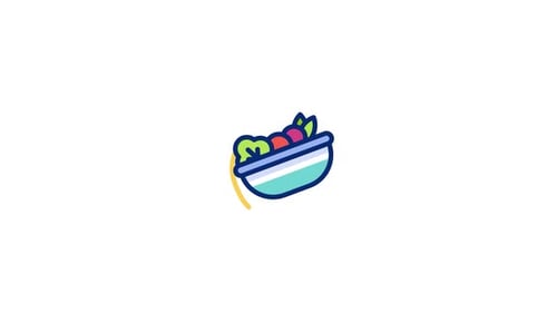 Animated Healthy Food Salad Bowl Flat Design Icon