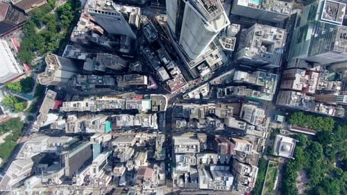 Stunning Top Down Aerial View of Busy Urban City Streets