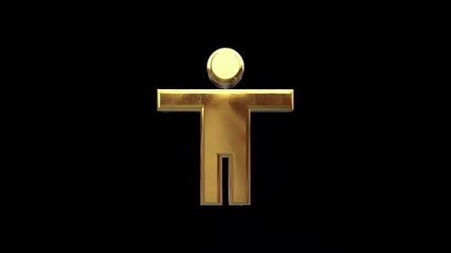 Golden 3D Person Icon Spinning on Black Background