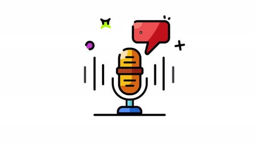 Modern Animated Microphone Icon with Communication Bubble