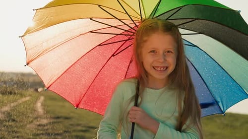 Girl Sanctuary with Rain Cascading Down