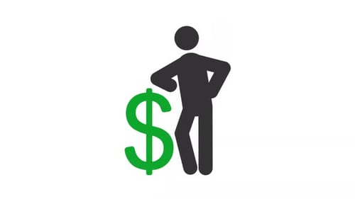Animated Flat Design Stick Figure with Dollar Sign
