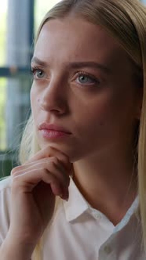 Caucasian Female Business Manager Professional Woman Businesswoman Thinking Idea Think Hard