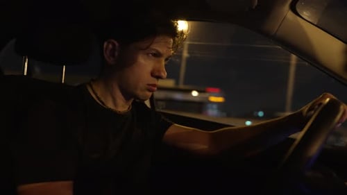 Drunk Driver Drives Through the City at Night