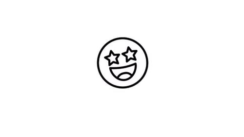 Animated Star Eyes Face Emoji Line Art Reveal