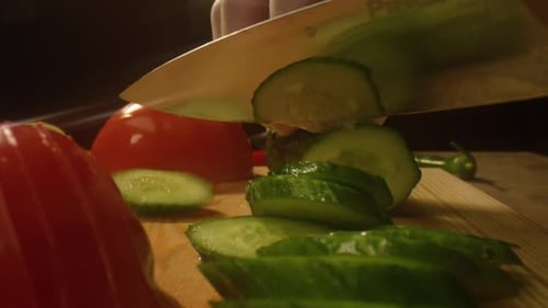 Chef Cutting Cucumbers