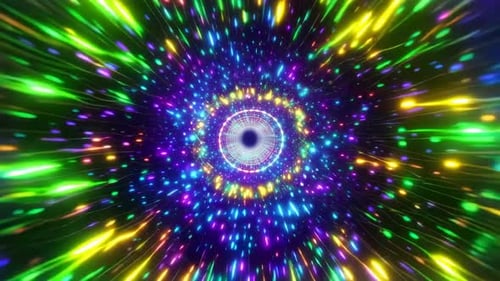 Hypnotic Multi Colored Neon Light Tunnel Motion Graphic VJ B