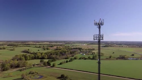 Rural cell phone tower in the middle of nowhere with 5G technology updates needed stock video by aer