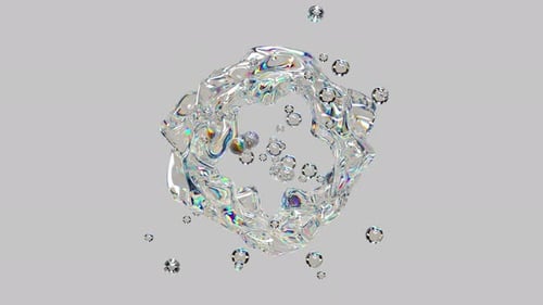 Transparent multicolored liquid waving surface with bubbles