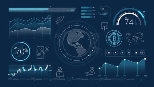 Animated Infographics On The Theme Of Bitcoin Growth 4K