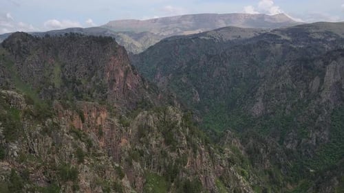 Mountain Range with a Green Valley in Between