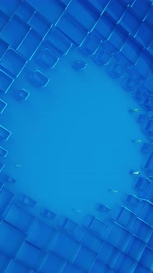 Blue Semitransparent Glass Blocks Motion on a Background with a Place for Text 3d Render Animation