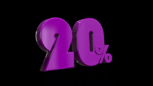 Glossy Purple 3D 20 Percent Rotating Number