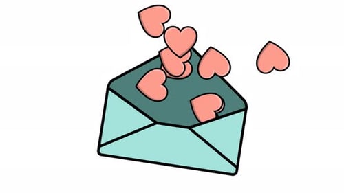 Animated Envelope Sending Pink Hearts Flat Design
