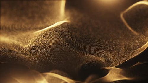 Shimmering Golden Particle Wave Abstract Motion Background