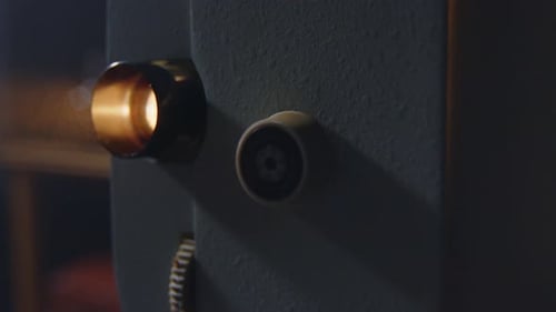 Closeup View of Various Fascinating Components of an Antique Vintage Projector Device