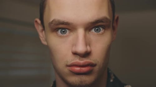 Close Up of Young Adult Face Indoors