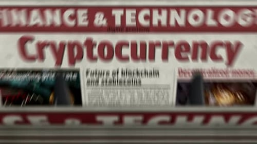 Retro Newspaper Animation Revealing Finance and Technology Headlines