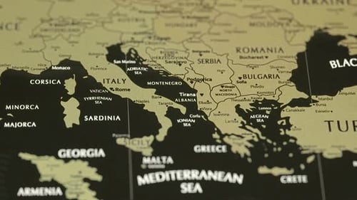 Southern Part Of Europe With Its Cities And Capital.