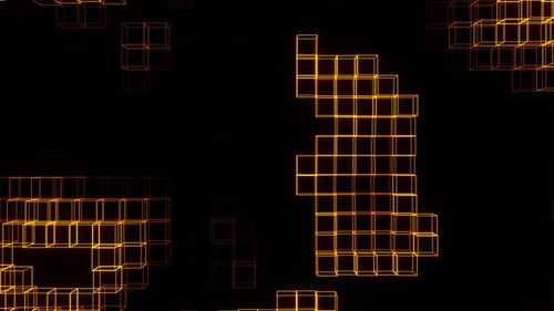Orange Neon Cubic Frame Waves Background Vj Loop In 4K