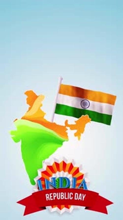 India Republic Day Animated Map and Flag Reveal