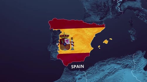 Karte und Flagge von Spanien 4K