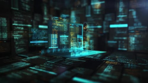 Laptop With Code In Virtual Space