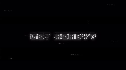 animated get ready text with distortion effect isolated on black background