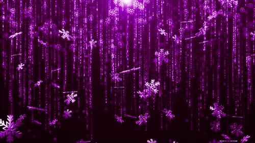 Purple Glittering Snowflakes Fall for Festive Celebration Background