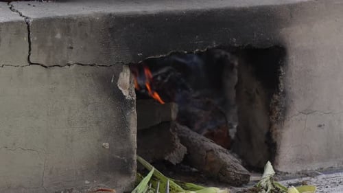 Fire Burning in a Small Concrete Structure