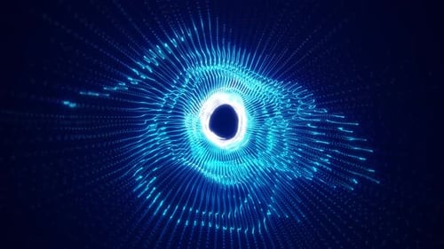 Abstract glowing light hi-tech energy blue tunnel frame of lines and particles tunnel futuristic