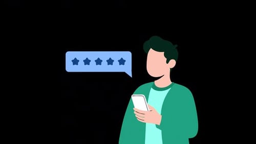 Flat Design Mobile User Five Star Rating Animation